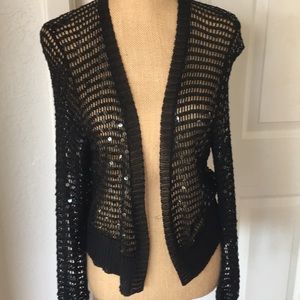 Lightweight Black knit M SWEATER dotted w/Sequins